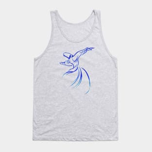 Dervish Calligraphy Style Blue Hue Vector Art Tank Top